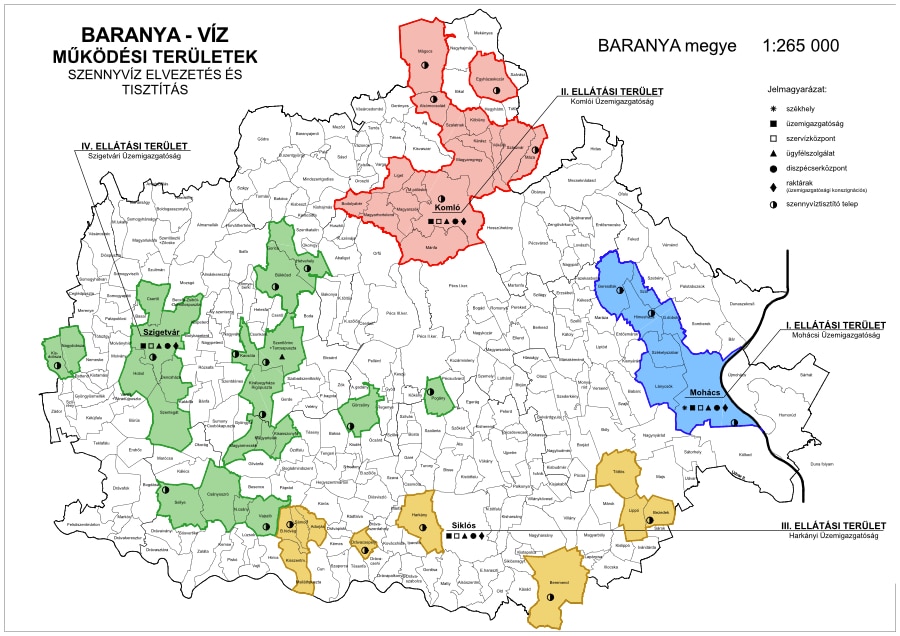 Szennyvíz elvezetés és tisztítás szolgáltatással ellátott települések